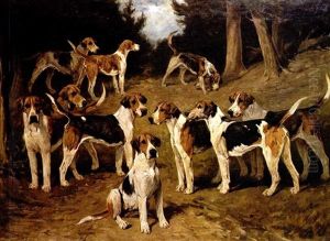 Five Couples Of Hounds by John Emms