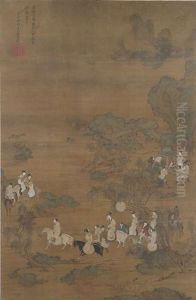 Die Dame Guoguo Und Ihre Schwestern Beim Fruhlingsausritt by Huizong Emperor