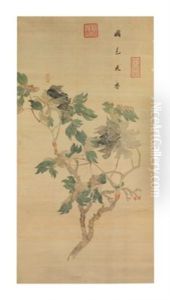 Peonies by Empress Cixi Manchu-Chinese