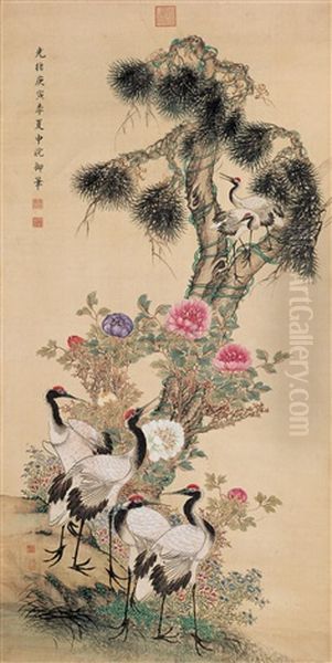 Pine And Cranes - view 1
