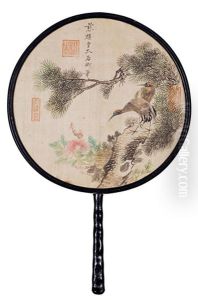 Crane And Pine Tree by Empress Cixi Manchu-Chinese