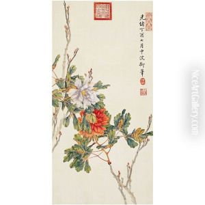 Peonies by Empress Cixi Manchu-Chinese