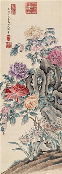 Peonies And Daffodils - view 1