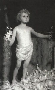 And The Child Grew, Waxed Strong In Spirit by Alfred Edward Emslie