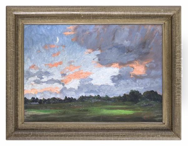 Abendliche Landschaft Mit Mondsichel - view 1