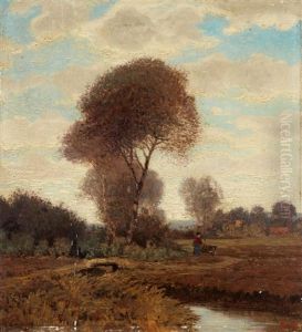 Landscape With Peasant Girls by Hans am Ende
