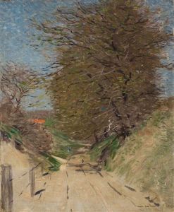 Feldweg Mit Baumen by Hans am Ende