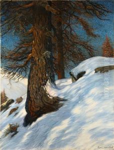 Larchen Am Berghang by Hans am Ende