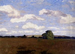 Worpsweder Landschaft Unter Weitem, Seidig-flimmernden Sommermorgenhimmel by Hans am Ende