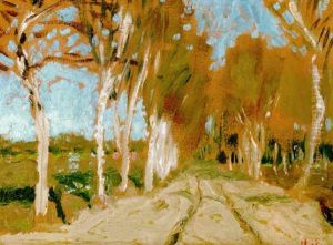 Birkenallee Bei Worpswede Im Vorfruhling by Hans am Ende