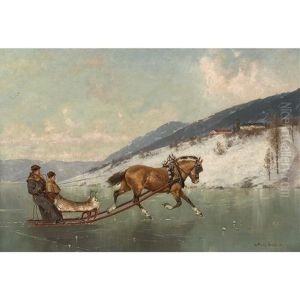 Traineau Sur Le Lac De Mjosa En Norvege