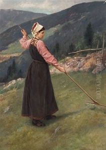Kvinne Med Hoyrive by Axel Ender