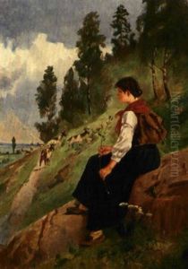 Seterjente Med Geiter by Axel Ender