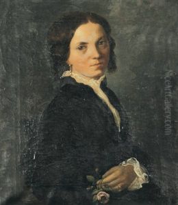 Bildnis Einer Jungen Frau, Eine Rose In Der Hand Haltend by Edouard Ender
