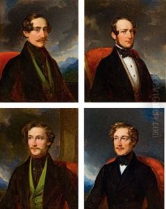 Four Portraits Of Gentlemen by Eduard Ender
