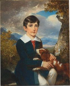 Portrait Of A Boy With Spaniel by Johann Nepomuk Ender