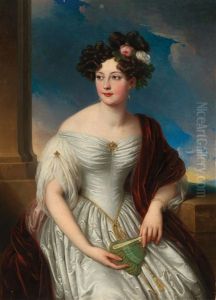 Portrait Of Pauline Of Wurttemberg Before A Landscape Background