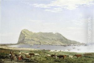 View Of The Rock Of Gibraltar From The Mainland by Thomas Ender