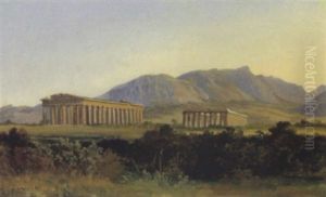 Blick Auf Den Neptuntempel In Paestum by Thomas Ender