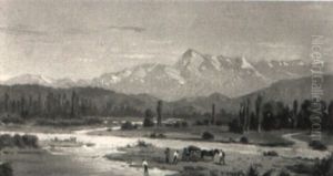 S_damerikanische Fluslandschaft Mit Verschneiten Cordilleren S_damerikanische Fluslandschaft Mit Verschneiten Cordilleren