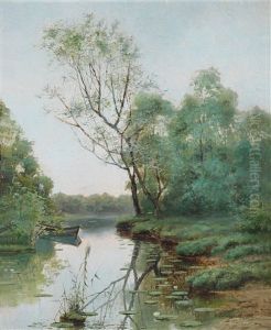Flusslandschaft Mit Boot