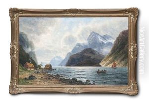 Nebliger Morgen Im Norwegischen Fjord