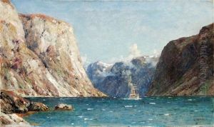 Dampfsegler Bei Der Ausfahrt Aus Dem Fjord by Henry Enfield