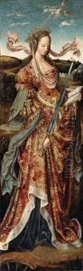Saint Barbara And Saint Catherine (pair) by Cornelius Engebrechtsz