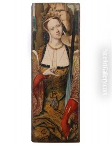 Sainte Catherine D'alexandrie Et Sainte Barbe (?) (pair) by Cornelius Engebrechtsz
