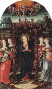 The Virgin With The Holy Trinity Above