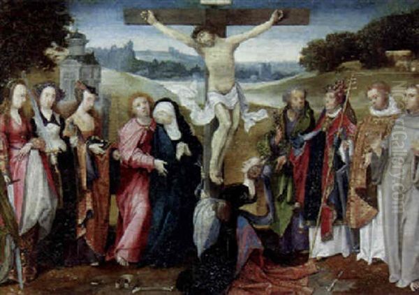 The Crucifixion With Saints Peter, Gregory, Lawrence And Francis Of Assisi And The Madonna Supported By Saint John The Evangelist And Other Saints - view 1