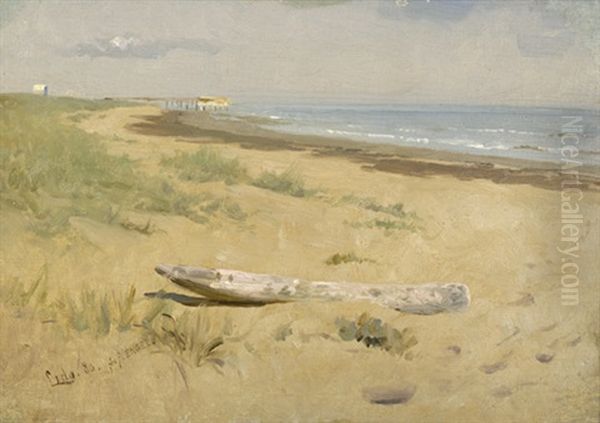 Lido Di Venezia: Blick Uber Den Sandstrand, Im Vordergrund Ein Kahn - view 1
