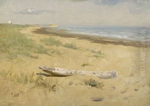 Lido Di Venezia: Blick Uber Den Sandstrand, Im Vordergrund Ein Kahn by Johann Friedrich Engel