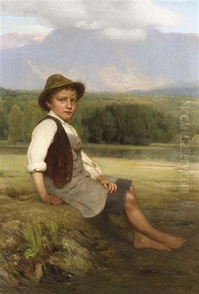 A Young Boy In A Summer Landscape - view 1