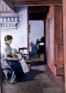 Interieur Mit Mutter Und Kind by Johann Friedrich Engel