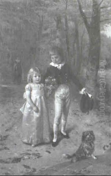Young Courtship On A Wooded Path - view 1