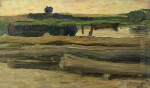 Holzlager In Ekensund by Otto Heinrich Engel