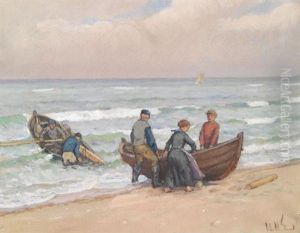 Ankunft Der Fischer by Otto Heinrich Engel