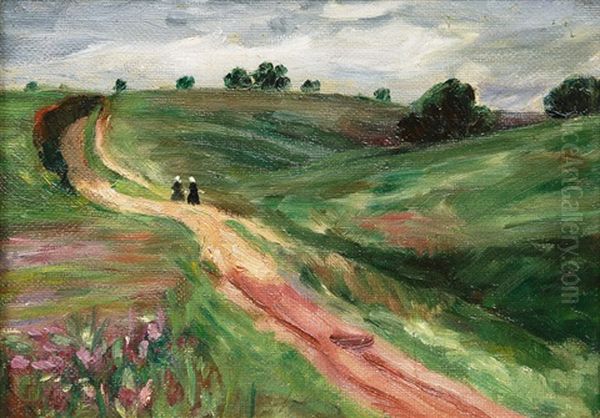 Two Girls In A Landscape In Schleswig-holstein - view 1