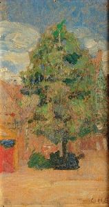 Norddeutscher Marktplatz Mit Baum by Otto Heinrich Engel