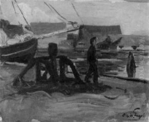 Mann An Der Hafenmole Einer Norddeutschen Stadt by Otto Heinrich Engel