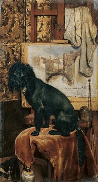 Schwarzer Pudel Im Atelier Des Malers - view 1