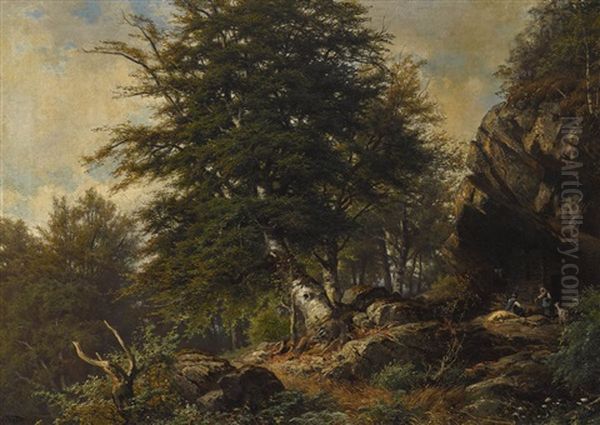 Waldlandschaft Mit Reisigsammlern - view 1