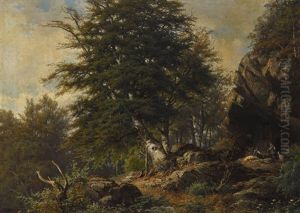 Waldlandschaft Mit Reisigsammlern