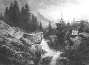 Hochgebirgslandschaft Mit Einem Wasserfall