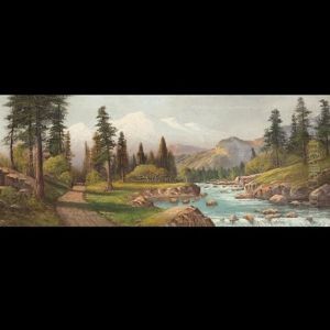 High Sierra Scene With Travelers by Joseph John Engelhardt