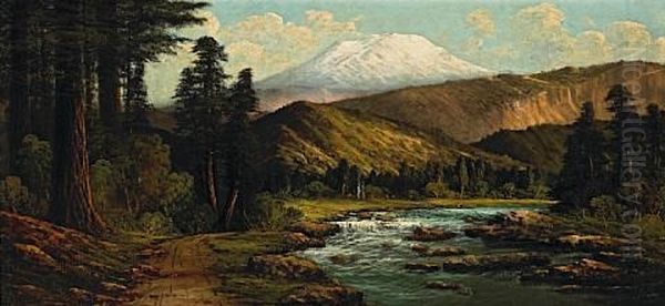 Indian Encampment Near A Mountain Stream - view 1