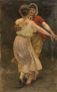Dancing Laundresses by Josef Engelhart