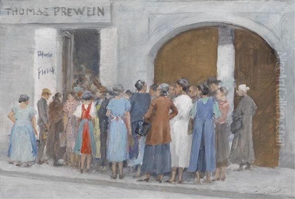 Gedrange Vor Dem Geschaft Thomas Prewein - view 1