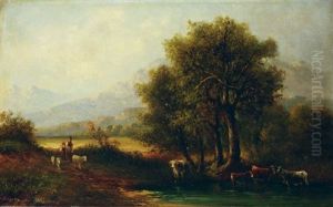 Gebirgslandschaft Mit Viehherde